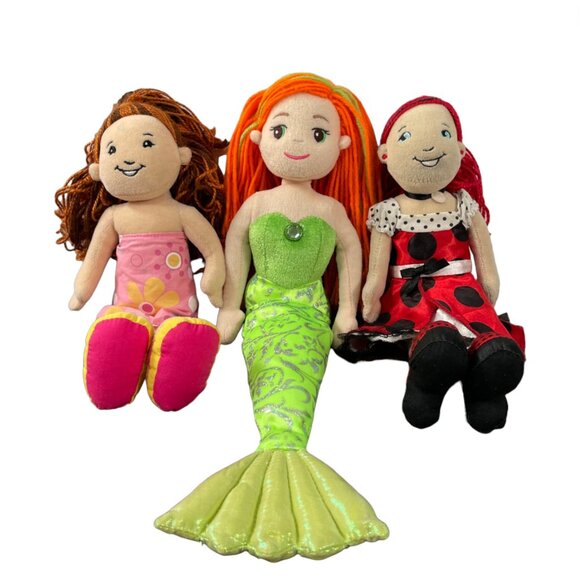 Groovy Girls Lana Ladybug, Reese Beach Plush Dolls & Aurora Sea Sparkles Mermaid - Picture 1 of 16